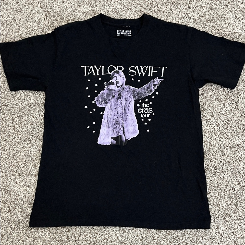 Taylor Swift Black Kids Short Sleeve Tee with Lavender Artwork